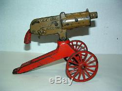 1920s GREY IRON 8 CAST IRON RAPID FIRE ANTI-AIRCRAFT MACHINE GUN TOY CAP GUN