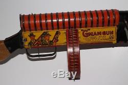 1930's Marx Toy Tin Windup G Man Machine/Tommy Gun withWood Stock
