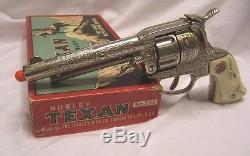 1940 Hubley Cast Iron Texan Cap Gun Unfired with Original Box Nice