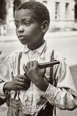 1940 Vintage HELEN LEVITT New York City Cute Black Boy Toy Gun Duotone Photo Art