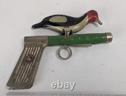1940's Antique Tin Litho Whoopee Bird Toy Gun Strange Original Weapon Of Cookoo