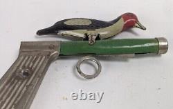 1940's Antique Tin Litho Whoopee Bird Toy Gun Strange Original Weapon Of Cookoo