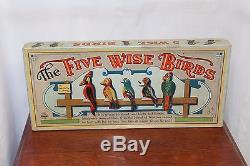 1940s Original Five Wise Birds Game Parker Brothers with Rubber band Gun Target