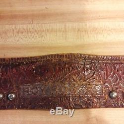 1950-60's Roy Rogers Leather Double Holster With 2 Kilgore RR Toy Cap Guns