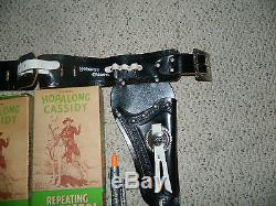 1950 Rare Hopalong Cassidy Holster, w 2 Hoppy Cap Pistol Guns & Orig Box Wyandot