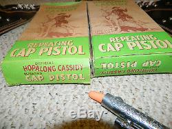 1950 Rare Hopalong Cassidy Holster, w 2 Hoppy Cap Pistol Guns & Orig Box Wyandot