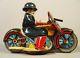 1950's Tin Friction Police Motorcycle Motorbike Driver Gun Sato Japan