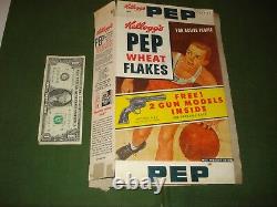 1950 Vintage Kellogg's Pep Wheat Flakes Cereal Box-great Graphics, Toy Gun Ad