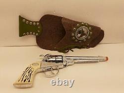 1950's-1960's Vintage Hubley Toy Cap Gun With Rhinestone Leather Holster