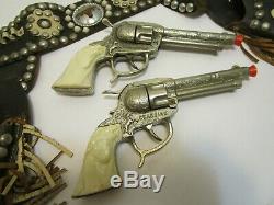 1950's LESLIE HENRY GENE AUTRY CHAMPION CAP GUNS WithSTUDDED JEWELED HOLSTER