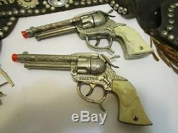 1950's LESLIE HENRY GENE AUTRY CHAMPION CAP GUNS WithSTUDDED JEWELED HOLSTER