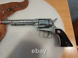 1950's Nichols Stallion 45 Mark II Cap Gun Toy w /Leather Texas Ranger Holster