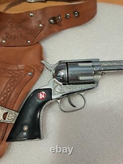 1950's Nichols Stallion 45 Mark II Cap Gun Toy w /Leather Texas Ranger Holster