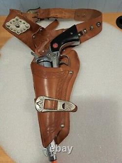 1950's Nichols Stallion 45 Mark II Cap Gun Toy w /Leather Texas Ranger Holster