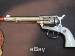 1950's Nichols pair of 45 Stallion mark 2 toy gun pistols w 4 bullets & holster