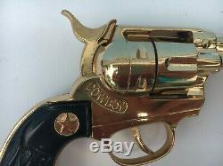 1950's RARE Hubley COWBOY CLASSIC Die Cast CAP GUN in GOLD FINISH NM -Unfired