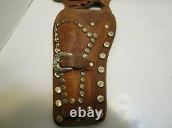 1950's ROY ROGERS LEATHER CAP GUN HOLSTER WithRARE ROY ROGERS SCROLLED PORTRAITS