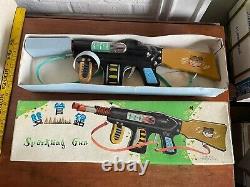 1950's Sparkle Friction Machine Gun Toy In Original Box NOS