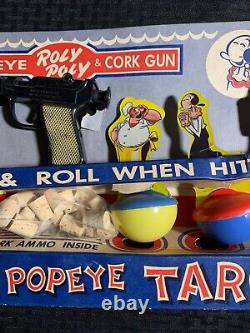 1958 POPEYE ROLY POLY TARGET Cork Gun Game Toy VF+/FN Knickerbocker in Display