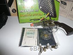 1959 Mattel Official Detective Snub-nose. 38 Toy Cap Gun & Shoulder Holster Nmib