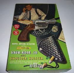 1959 Mattel Official Detective Snub-nose. 38 Toy Cap Gun & Shoulder Holster Nmib