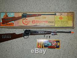 1960's Colt 6 Shooter Rifle Mattel withOriginal Box Toy Cap Gun Shootin Shell EUC
