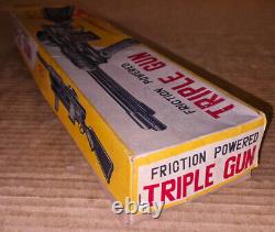1960's Horikawa Japan Triple Machine Gun Tin Litho Friction Powered Toy & Box