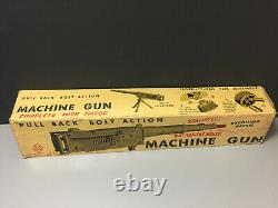 1960's MARX toy. 50 Caliber Machine Gun & Tripod with BOX & Loud rat-a-tat sound