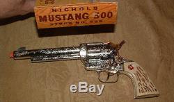 1960s NICHOLS MUSTANG 500 CAP GUN STUNNING MINT IN THE BOX OLD STORE STOCK