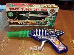 1960s Space Super jet gun friction Vintage Toys made in Japan in box tin toy lot