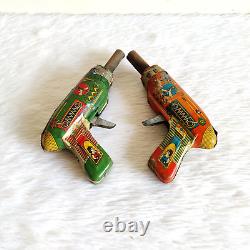 1960s Vintage Kranti Space Sparking Gun Tin Toy 2 Pcs Decorative Props TOY430