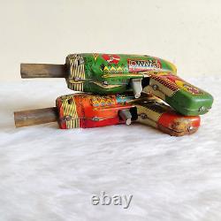 1960s Vintage Kranti Space Sparking Gun Tin Toy 2 Pcs Decorative Props TOY430