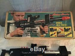 1965 Topper Toys Working Crime Buster Police Toy Gun withOriginal Box & Accessory