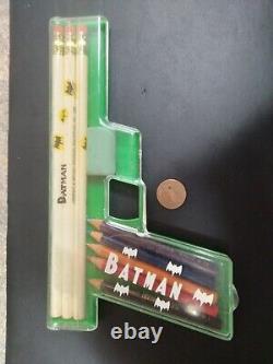 1966 Batman Gun Shaped Pencil Box Holder With Pencils and Eraser. Very Rare