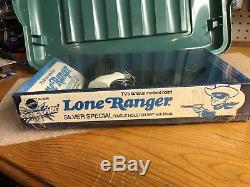 1975 Mattel Lone Ranger Crrackfire Silver Special Cap gun Single Holster Mask