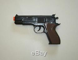 1 New Black Toy Cap Gun 7 Police Pistol Super 007 Revolver Fires 8 Ring Caps
