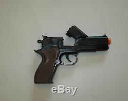 1 New Black Toy Cap Gun 7 Police Pistol Super 007 Revolver Fires 8 Ring Caps