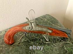 2 Vintage Hubley Flintlock Diecast Cap Pistols toy Guns 10 Long