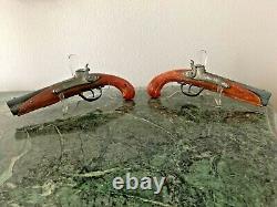 2 Vintage Hubley Flintlock Diecast Cap Pistols toy Guns 10 Long