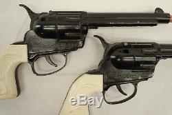 2 Vintage Mattel Black Fanner 50 Cap Gun Pistol Impala Grips Clean Unfired