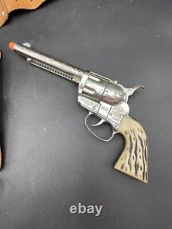 2 Vintage Western Cowboy Mattel Fanner 50 Toy Cap Gun with Leather Holster