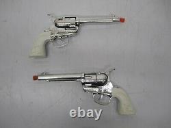2 Vtg Mattel Fanner 50 Impala Grip Toy Cap Gun Pistol & Dual Holster Belt