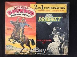 2-in-1 Combination Cowboy cap gun, holsters and Dragnet Outfit in original box