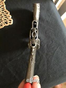 6 Shot Old Stevens 1895 Vintage Cast Iron Toy Cap Gun Revolving Triggers Rare