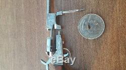 AMAZING COLT CIVIL WAR 1851 GUN 2mm. MINIATURE. WATCH PINFIRE FOB. ENGRAVED. #16