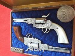 AMAZING PAIR COLT CIVIL WAR 1851 GUN 2mm. MINIATURE. WATCH PINFIRE FOB