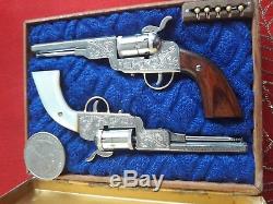 AMAZING PAIR COLT CIVIL WAR 1851 GUN 2mm. MINIATURE. WATCH PINFIRE FOB