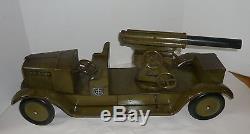 ANTIQUE LARGE 1920'S SON-NY PRESSED STEEL MILITARY ANTI-AIRCRAFT GUN TRUCK U. S. A