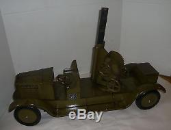 ANTIQUE LARGE 1920'S SON-NY PRESSED STEEL MILITARY ANTI-AIRCRAFT GUN TRUCK U. S. A