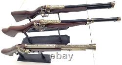 Ancient Unique Antique Set Of 3 Rifles &3 Stands. Wood&plastic Guns Deluxe